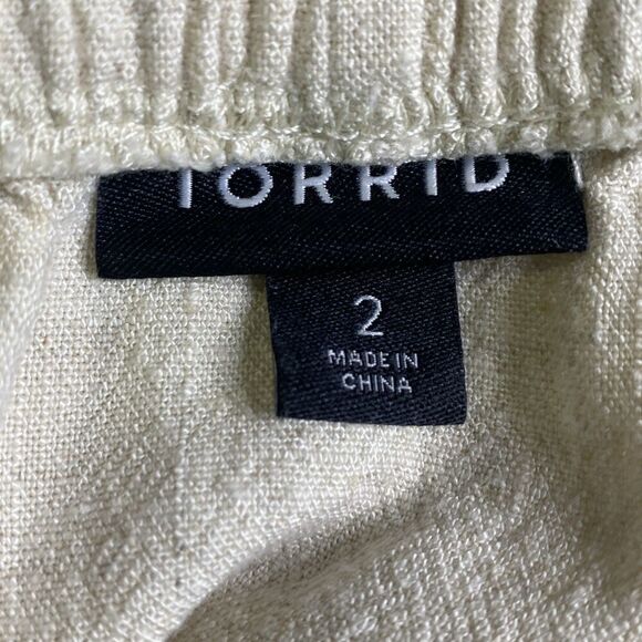 Torrid Linen Blend Peasant Dress Size 2X Natural Tan Farmcore Minimalist Pockets - Picture 8 of 10